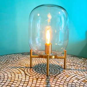 Glass Globe Lamp With Light Bulb